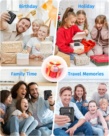 Instant Camera, Dual-Lens Kids Camera Instant Print for Boys Girls Christmas Birthday Gifts, 1080P Digital Cameras for Kids Teens with Print Paper, 32GB Card, Toddle Toy for Age 4-12 Years(Black)